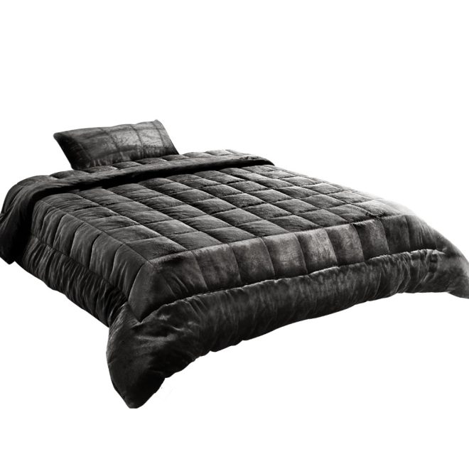 Bedding Faux Mink Quilt Charcoal – SINGLE