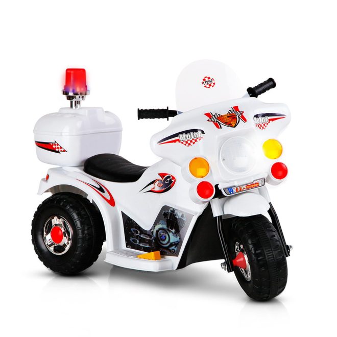 Kids Ride On Motorbike Motorcycle Car – White