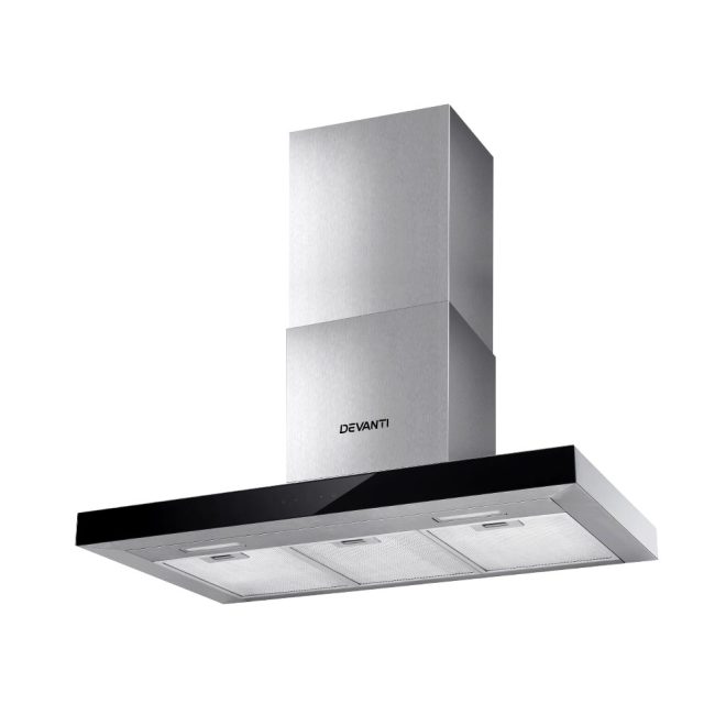 Rangehood Range Hood Stainless Steel Glass Kitchen Canopy – 90 cm