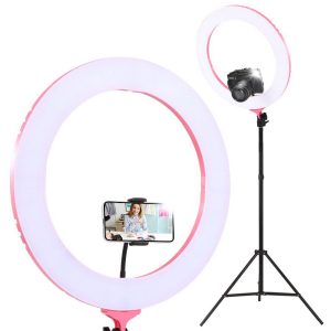 Ring Light 19″ LED 5800LM Dimmable Diva With Stand Make Up Studio Video – Pink