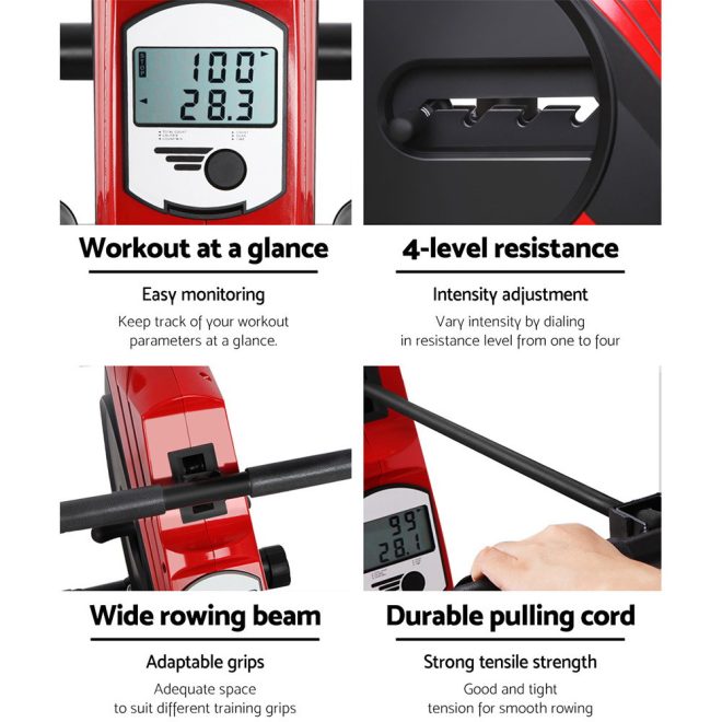 4 Level Rowing Exercise Machine – Red and Black