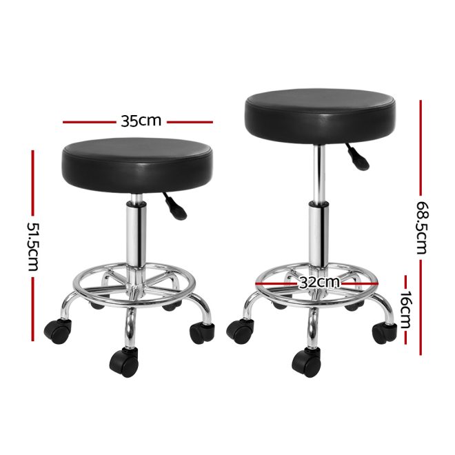 Round Salon Stool PU Swivel Barber Hair Dress Chair Hydraulic Lift