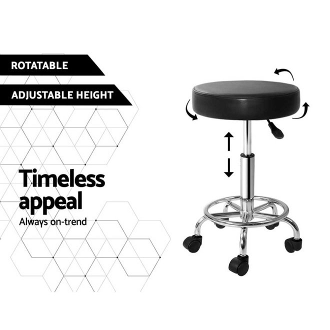 Round Salon Stool PU Swivel Barber Hair Dress Chair Hydraulic Lift