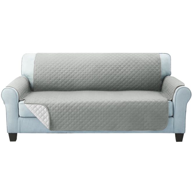 Sofa Cover Quilted Couch Covers Lounge Protector Slipcovers 3 Seater – Grey