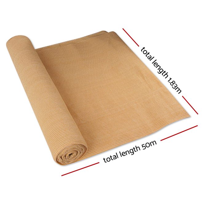 70% Sun Shade Cloth Shadecloth Sail Roll Mesh Outdoor 175gsm – 1.83×50 m, Beige