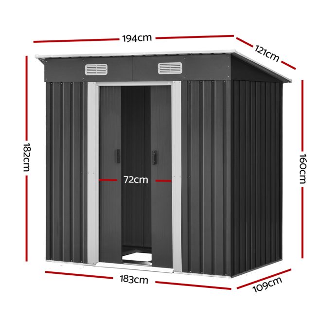 Garden Shed Outdoor Storage Sheds Tool Workshop – 1.94×1.21 m, With base