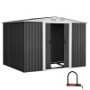 Garden Shed Outdoor Storage Sheds Workshop Metal Base Grey – 2.58×2.07×1.78 m, With base