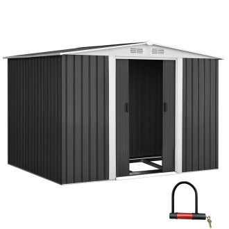 Garden Shed Outdoor Storage Sheds Workshop Metal Base Grey