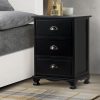 Dearne Vintage Bedside Table Chest Storage Cabinet Nightstand – Black