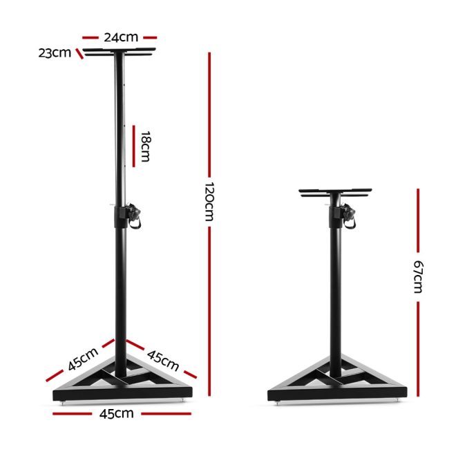 Set of 2 120CM Surround Sound Speaker Stand – Black