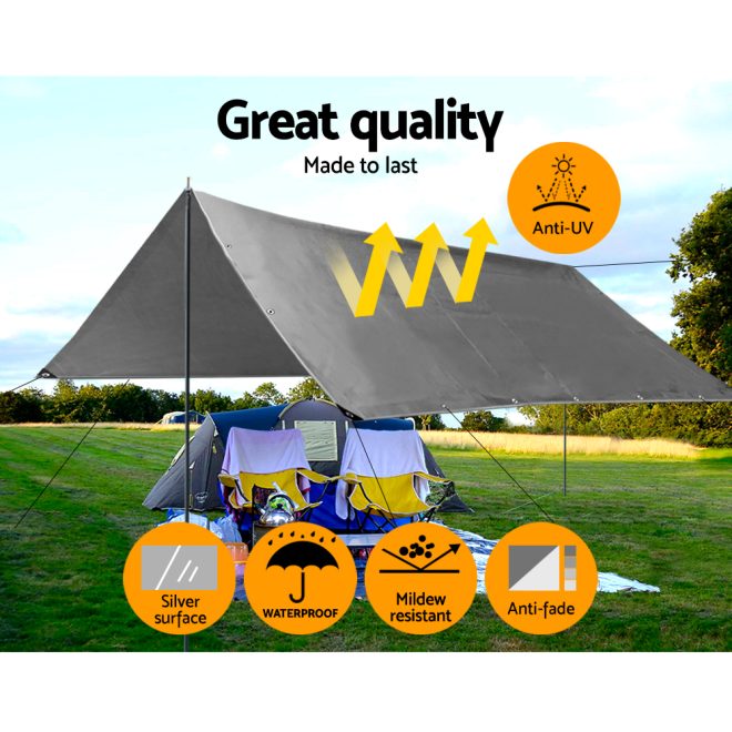 Tarp Camping Tarps Poly Tarpaulin Heavy Duty Cover 180gsm Silver – 3×4.5 m