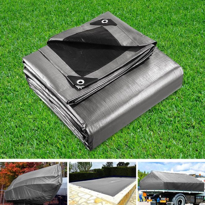 Tarp Camping Tarps Poly Tarpaulin Heavy Duty Cover 180gsm Silver – 3×4.5 m