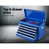 Tool Chest and Trolley Box Cabinet 16 Drawers Cart Garage Storage – Blue