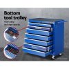 Tool Chest and Trolley Box Cabinet 16 Drawers Cart Garage Storage – Blue