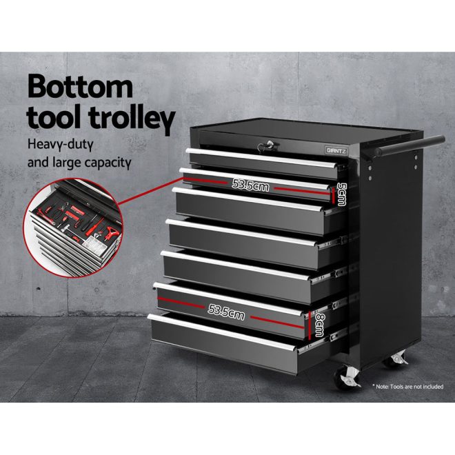 17 Drawers Tool Box Trolley Chest Cabinet Cart Garage Mechanic Toolbox – Black