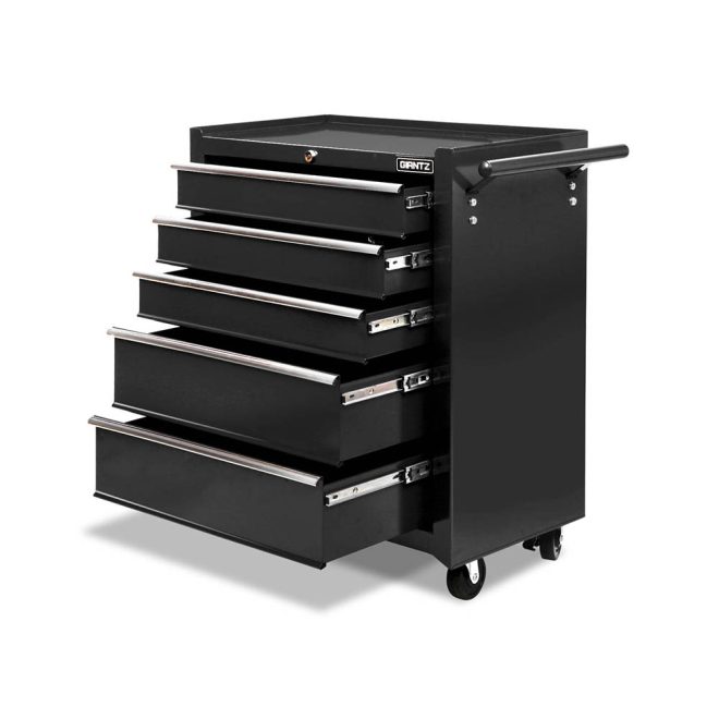 5 Drawer Mechanic Tool Box Cabinet Storage Trolley – Black