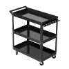 Tool Cart 3 Tier Parts Steel Trolley Mechanic Storage Organizer – Black