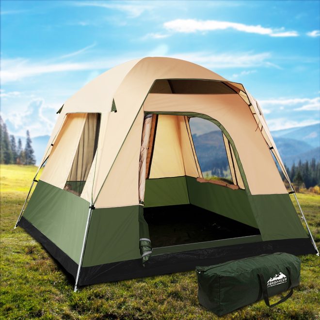 Family Camping Tent 4 Person Hiking Beach Tents Green