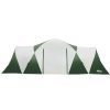 Family Camping Tent 12 Person Hiking Beach Tents (3 Rooms) Green