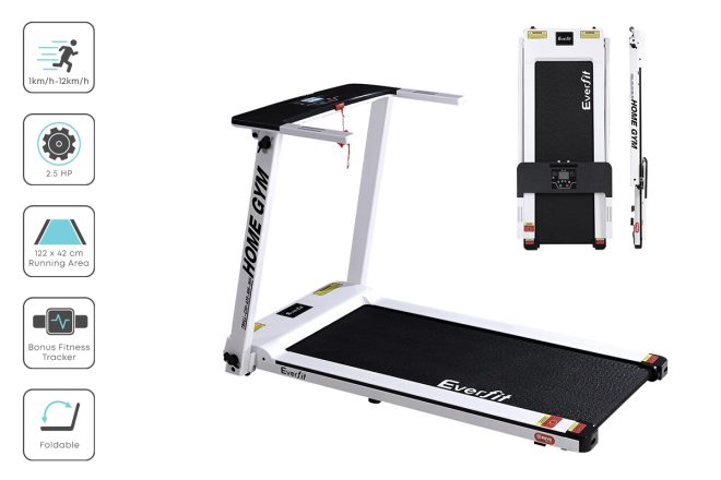 Electric Treadmill Home Gym Exercise Running Machine Fitness Equipment Compact Fully Foldable 420mm Belt – White