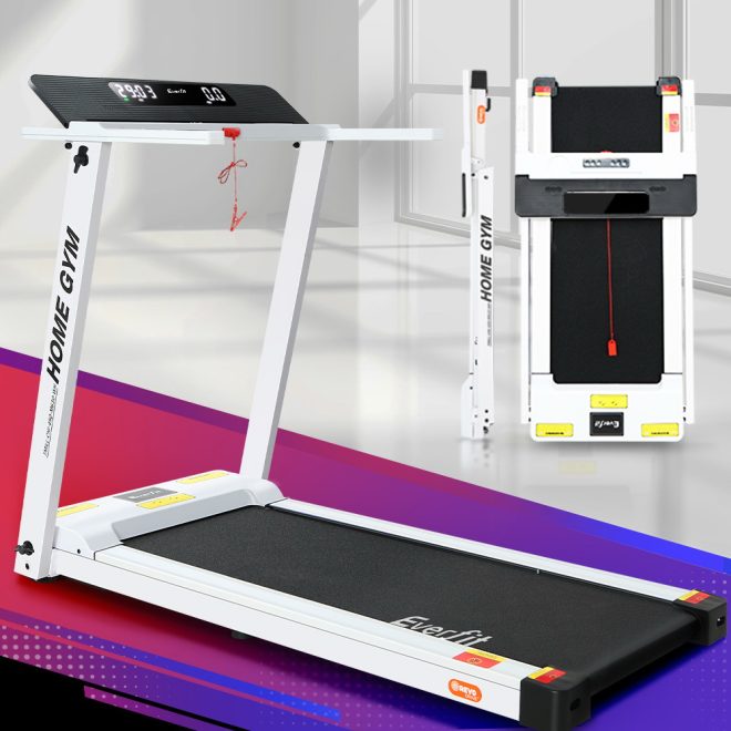 Treadmill Electric Fully Foldable Home Gym Exercise Fitness – White