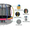 Trampoline Round Trampolines With Basketball Hoop Kids Present Gift Enclosure Safety Net Pad Outdoor – 10ft, MULTICOLOUR