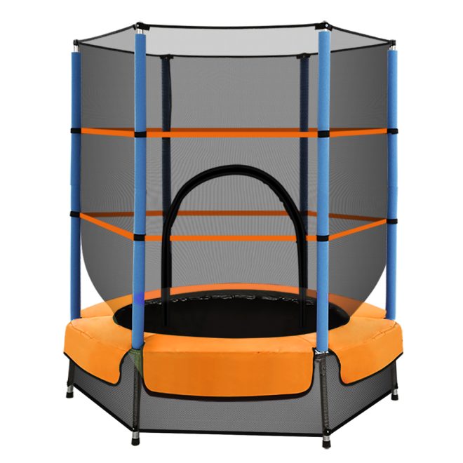 Trampoline 4.5FT Kids Trampolines Cover Safety Net Pad Ladder Gift – Orange