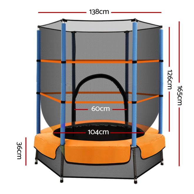 Trampoline 4.5FT Kids Trampolines Cover Safety Net Pad Ladder Gift – Orange