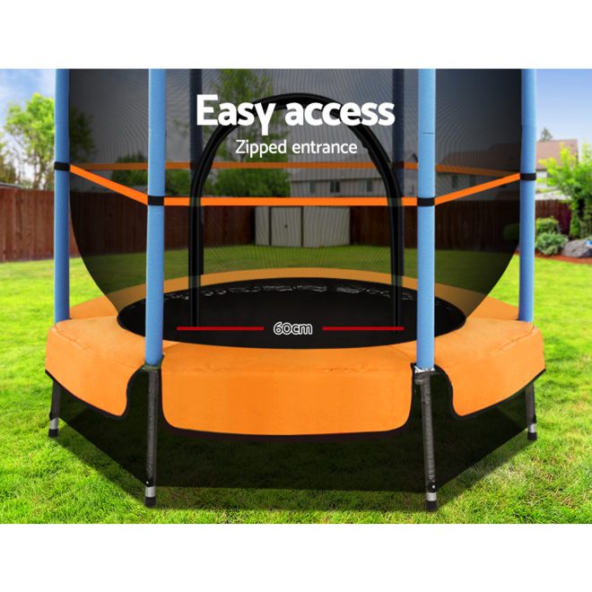 Trampoline 4.5FT Kids Trampolines Cover Safety Net Pad Ladder Gift – Orange