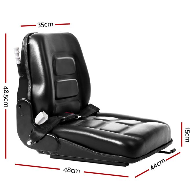 Tractor Seat with Armrest Forklift Excavator Bulldozer Universal Suspension Backrest Truck Chair black – Without Armrest