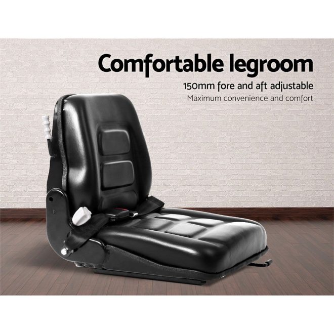 Tractor Seat with Armrest Forklift Excavator Bulldozer Universal Suspension Backrest Truck Chair black – Without Armrest