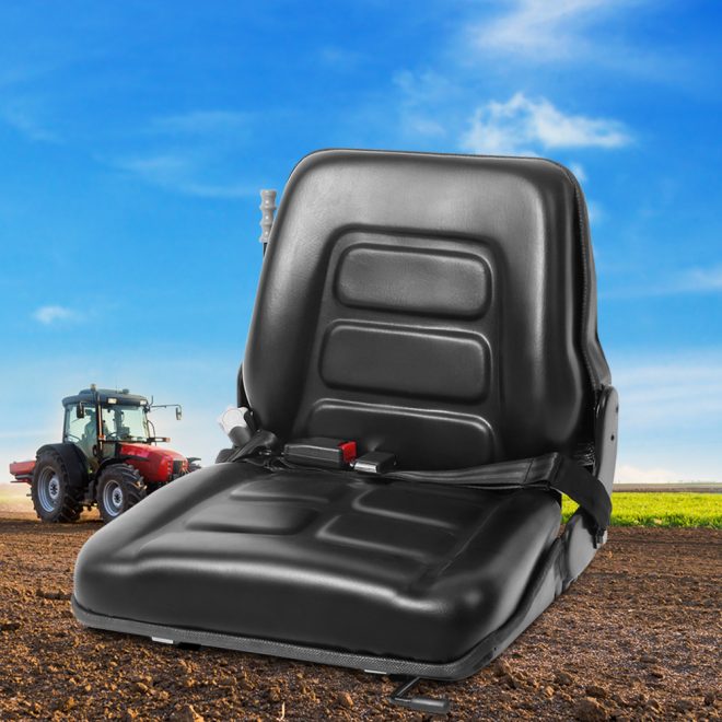 Tractor Seat with Armrest Forklift Excavator Bulldozer Universal Suspension Backrest Truck Chair black – Without Armrest