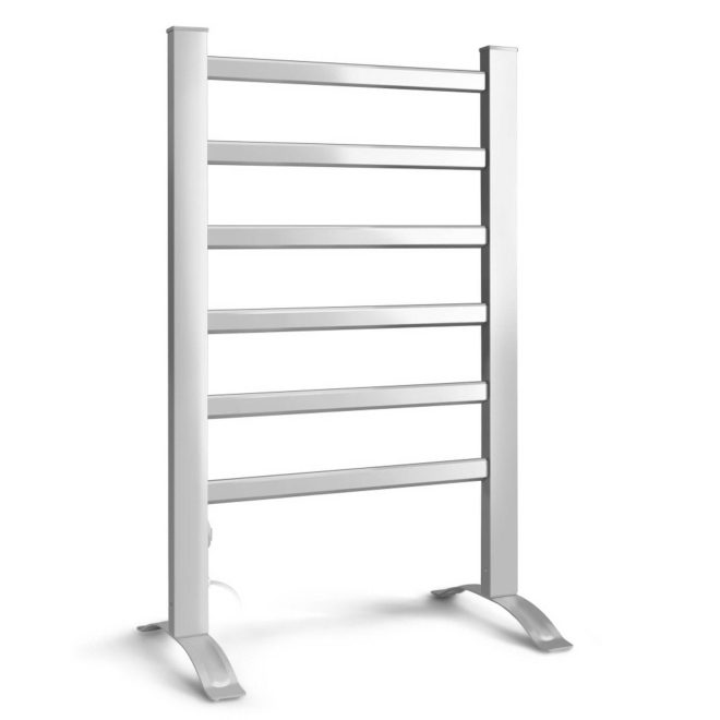 Devanti Electric Heated Towel Rail Rack 6 Bars Freestanding Clothes Dry Warmer