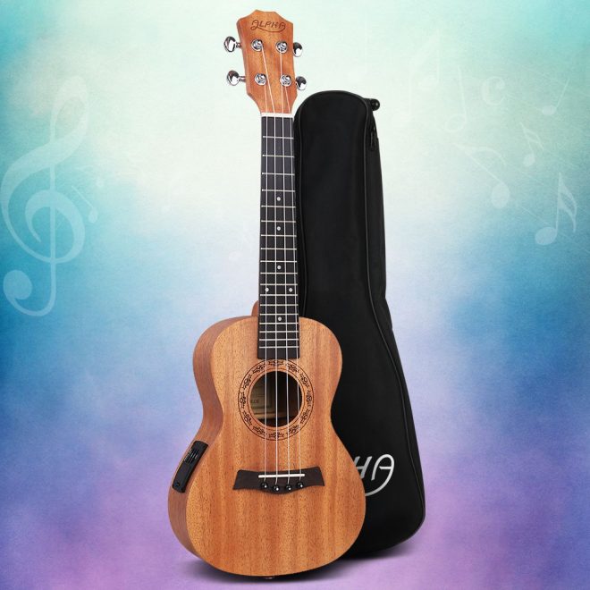 Alpha 26″ Ukulele Equaliser Natural Mahogany Tenor Beginner Gift w/ Bag