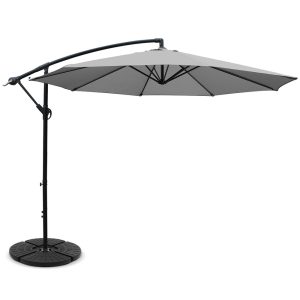 3M Umbrella with Base Outdoor Umbrellas Cantilever Sun Beach Garden Patio – 48x48x7.5 cm(Base), Grey