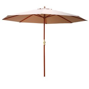 Outdoor Umbrella 3M Pole Cantilever Stand Garden Umbrellas Patio – Beige, Without Base