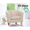 Armchair Lounge Chair Tub Accent Armchairs Fabric Sofa Chairs – Beige