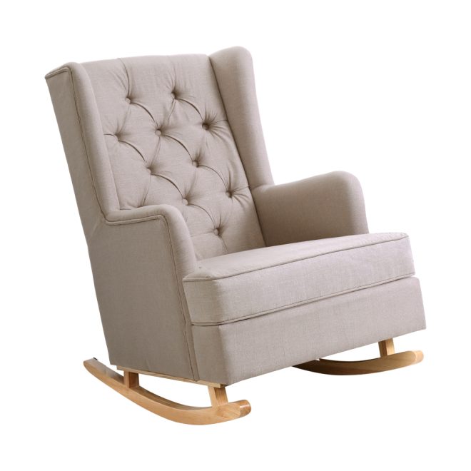 Rocking Armchair Feedining Chair Fabric Armchairs Lounge Recliner – Beige