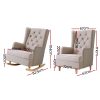 Rocking Armchair Feedining Chair Fabric Armchairs Lounge Recliner – Beige