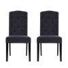 Dining Chairs Set of 2 Linen Parsons Chair Dark Grey