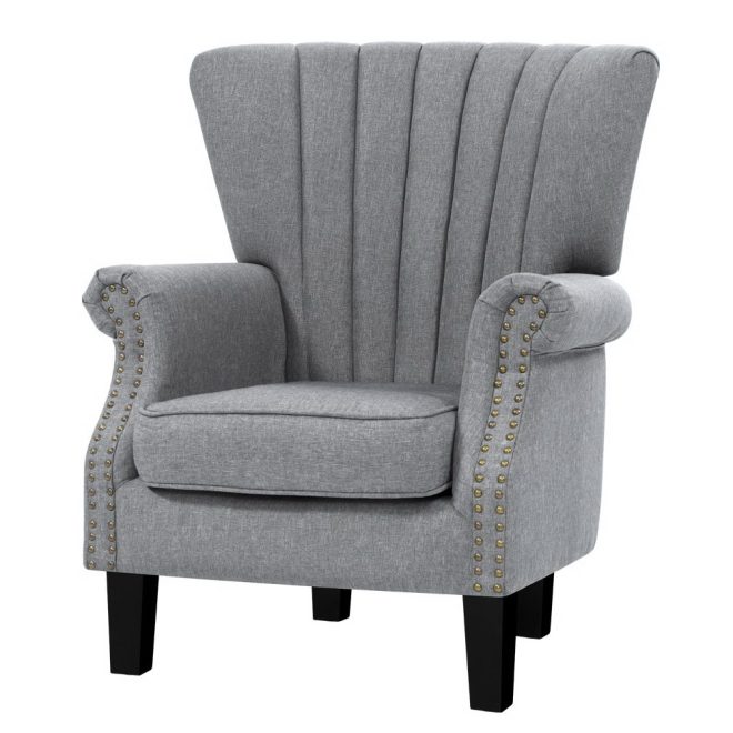 Upholstered Fabric Armchair Accent Tub Chairs Modern seat Sofa Lounge – Grey