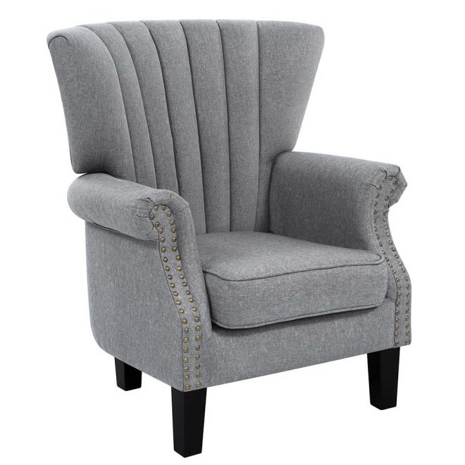 Upholstered Fabric Armchair Accent Tub Chairs Modern seat Sofa Lounge – Grey