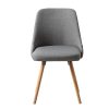 Dining Chairs Set of 2 Fabric Wooden Grey