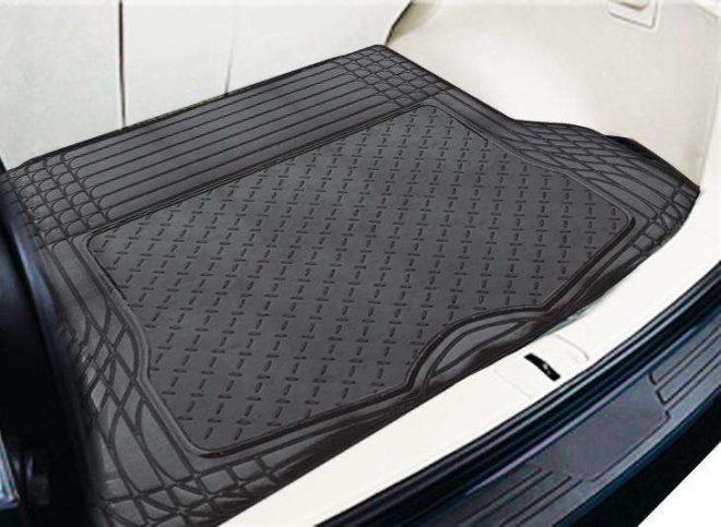 ALUMINIUM LOOK 1-Piece Boot Mat – [Rubber/Aluminium Look] – Black