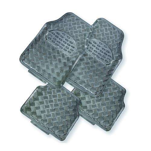 VENOM 4-Piece Car Mat – [Rubber/Aluminium Look] – Carbon