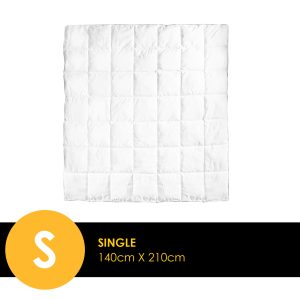 Royal Comfort Bamboo Blend Quilt 250GSM Luxury  Duvet 100% Cotton Cover – Single – White