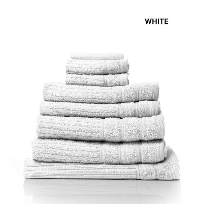 Royal Comfort Eden Egyptian Cotton 600GSM 8 Piece Luxury Bath Towels Set – White