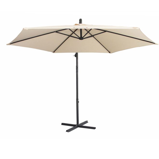 Milano 3M Outdoor Umbrella Cantilever With Protective Cover Patio Garden Shade – Beige