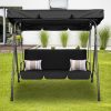 Milano Outdoor Swing Bench Seat Chair Canopy Furniture 3 Seater Garden Hammock – Black