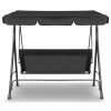 Milano Outdoor Swing Bench Seat Chair Canopy Furniture 3 Seater Garden Hammock – Black